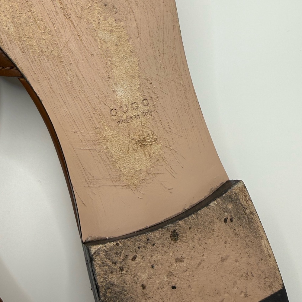 Gucci Brown Leather Interlocking G Slide Sandals - Picture 6 of 6
